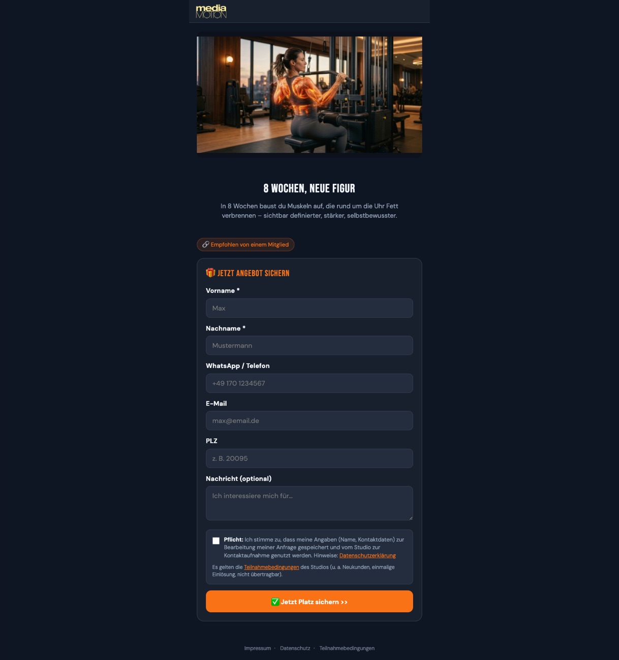 Landingpage Desktop