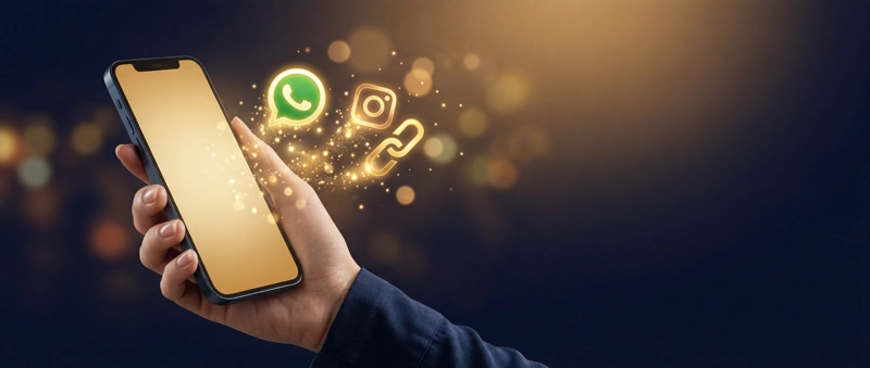 Teilen per WhatsApp, Instagram und persönlichem Link